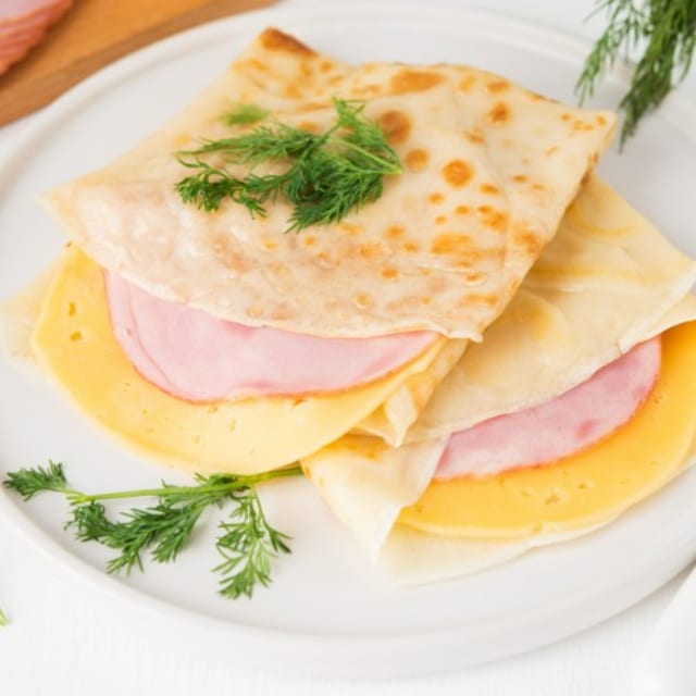 Ham, Egg & Swiss Cheese Crepe.