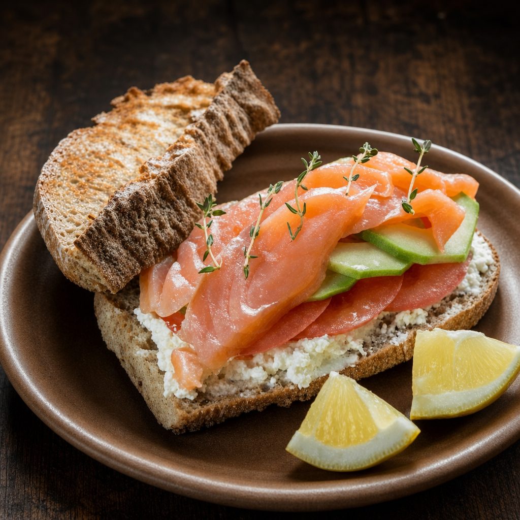 Smoked Salmon Sandwich.