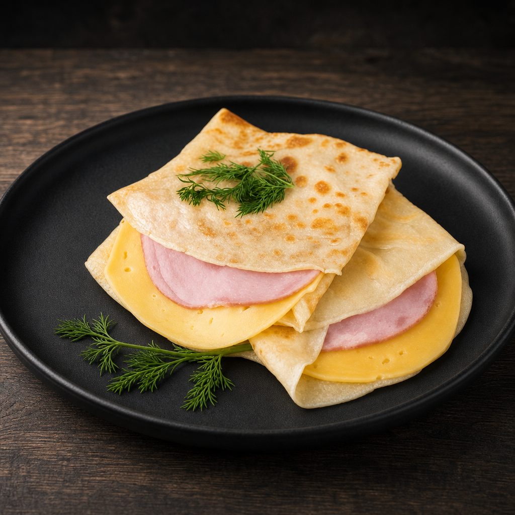 Ham, Egg & Swiss Cheese Crepe.