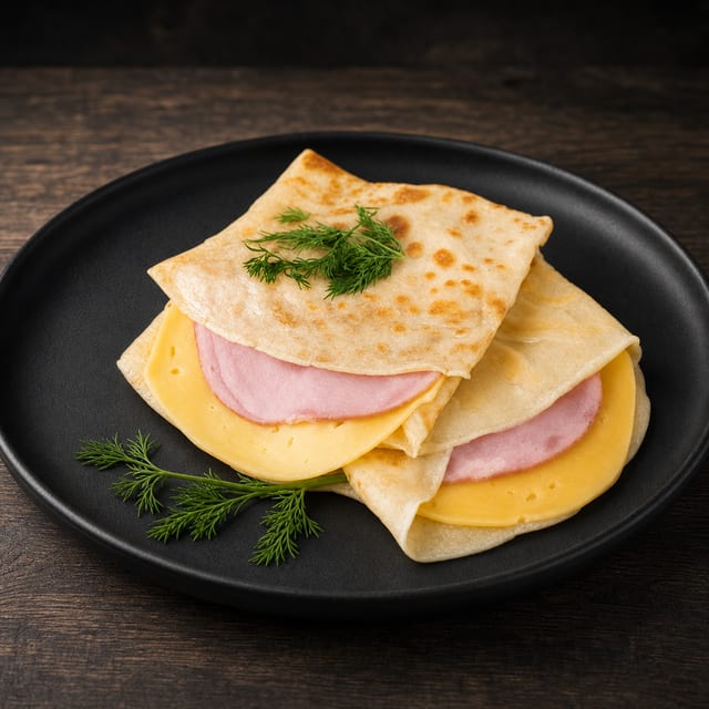 Ham, Egg & Swiss Cheese Crepe.
