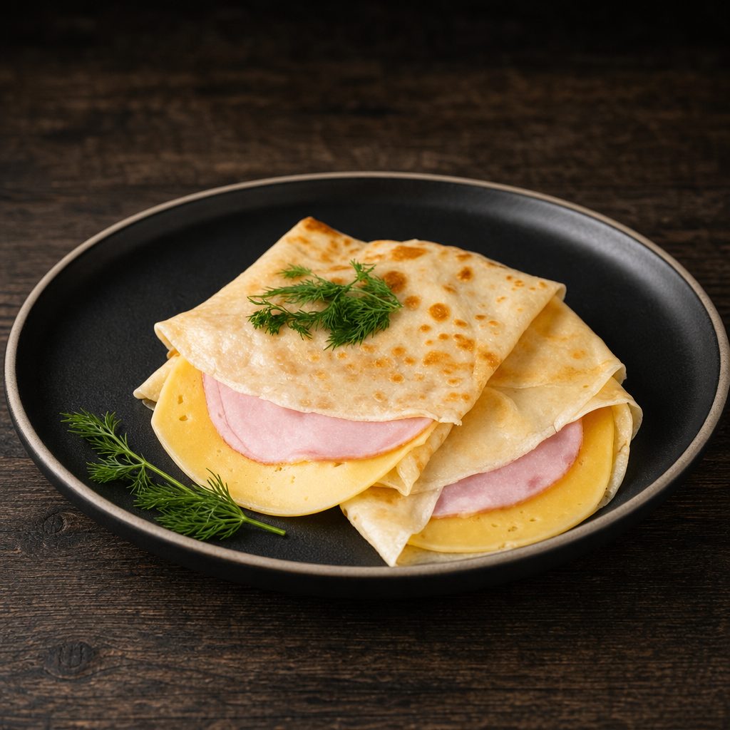 Ham & Swiss Cheese Crepe.