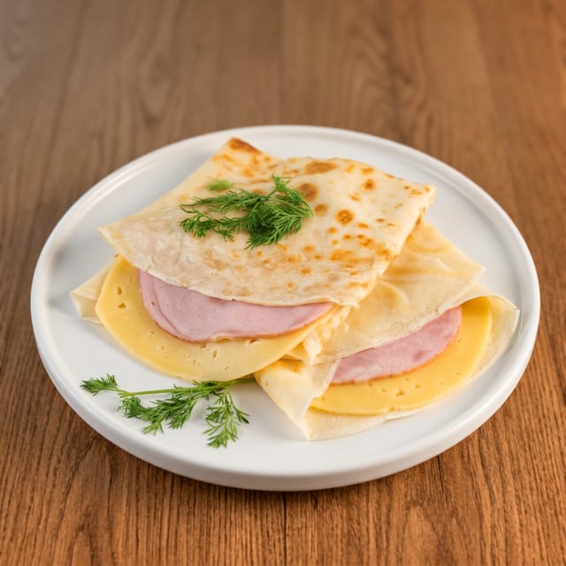 Ham, Egg & Swiss Cheese Crepe.