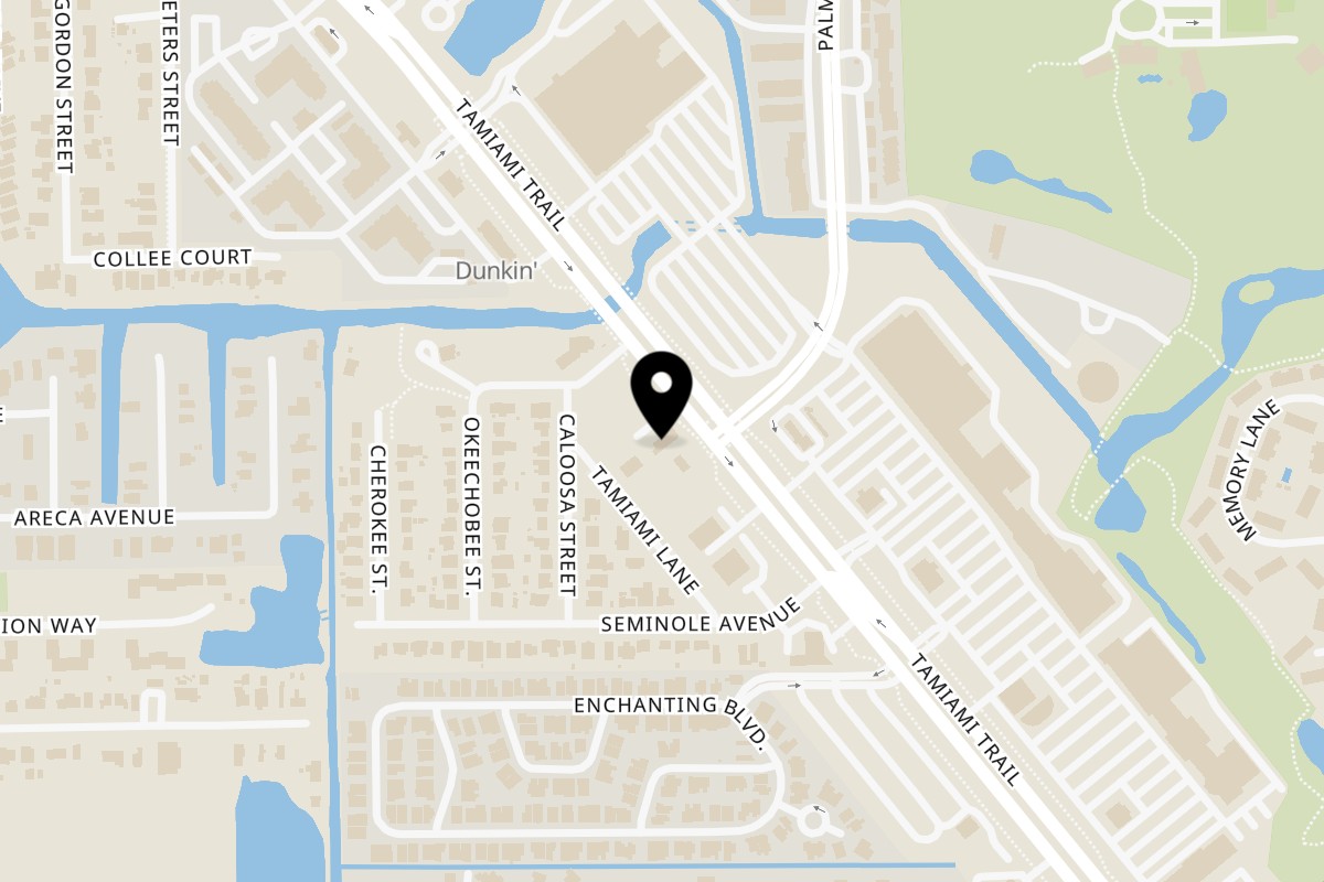 Map showing the location of Bistro La Baguette on 3560 Tamiami Trl E in Naples